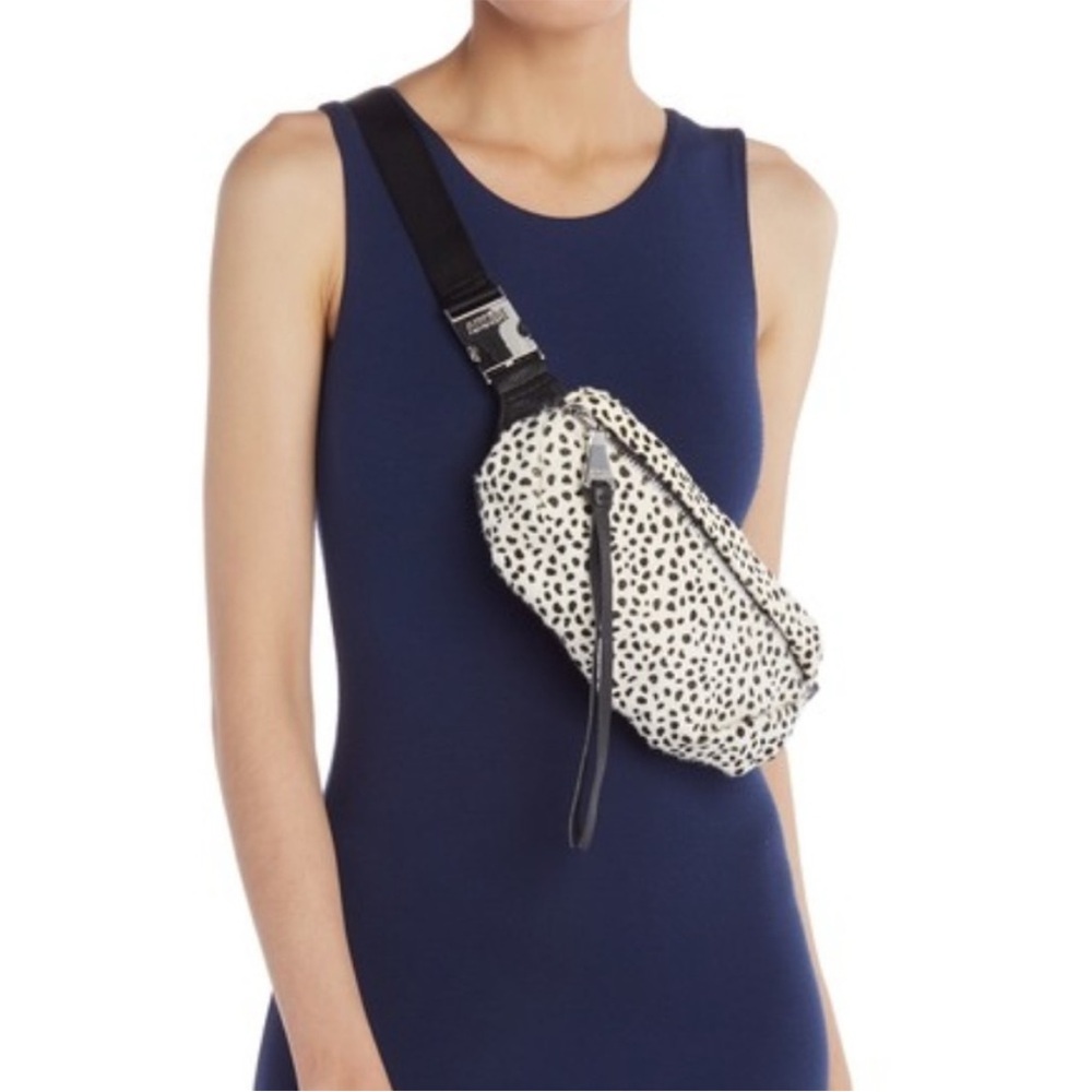 Aimee Kestenberg Milan Animal Print Calf Hair Black And White Belt Bag